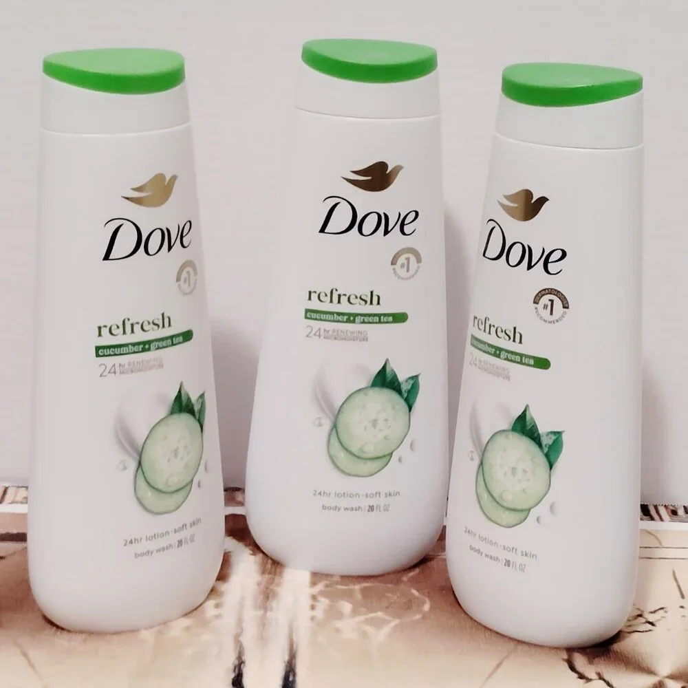 3 Dove Refresh Body Wash Cucumber & Green Tea 24hr Lotion-Soft Skin - 20 fl oz